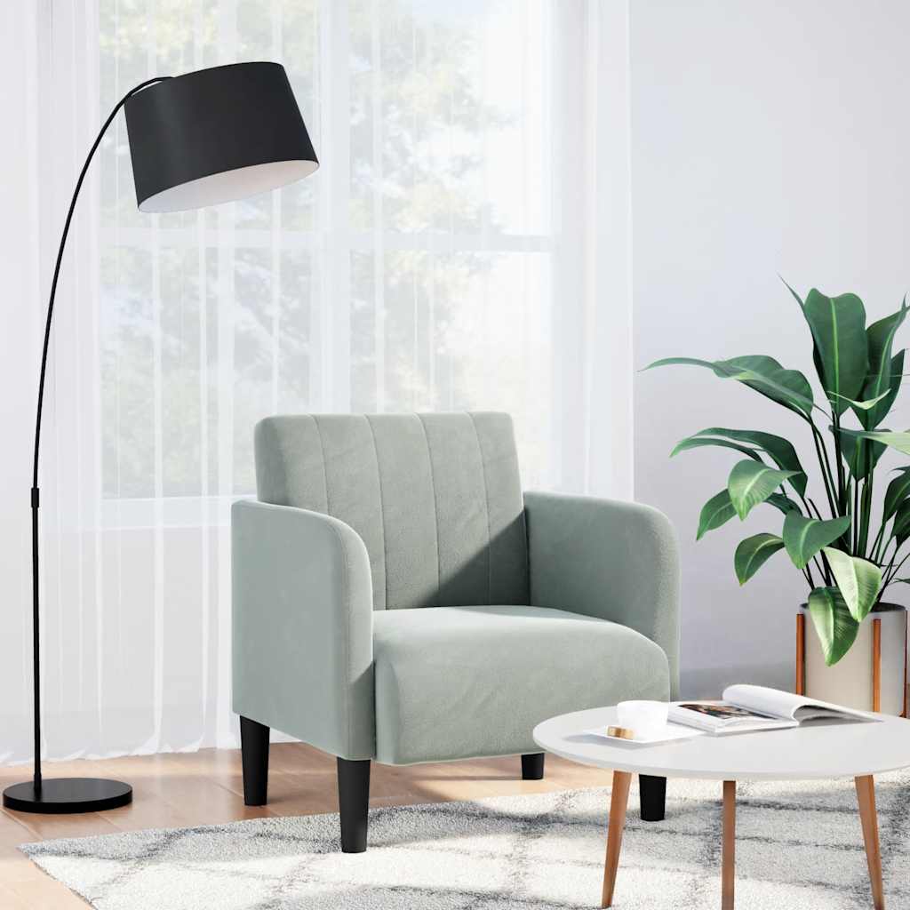 Fauteuil avec accoudoirs gris clair 54 cm velours - XIOS