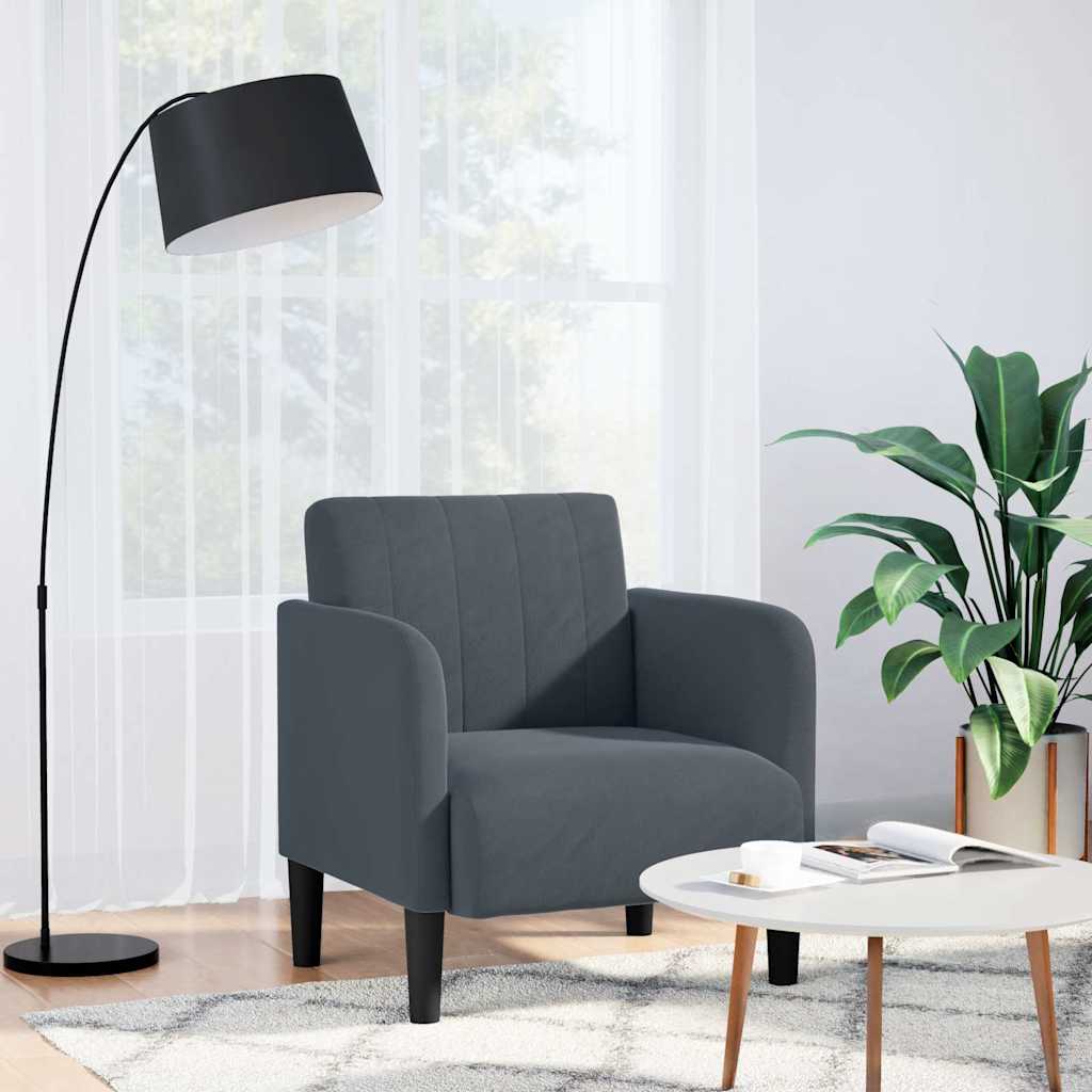 Fauteuil avec accoudoirs gris foncé 54 cm velours - XIOS