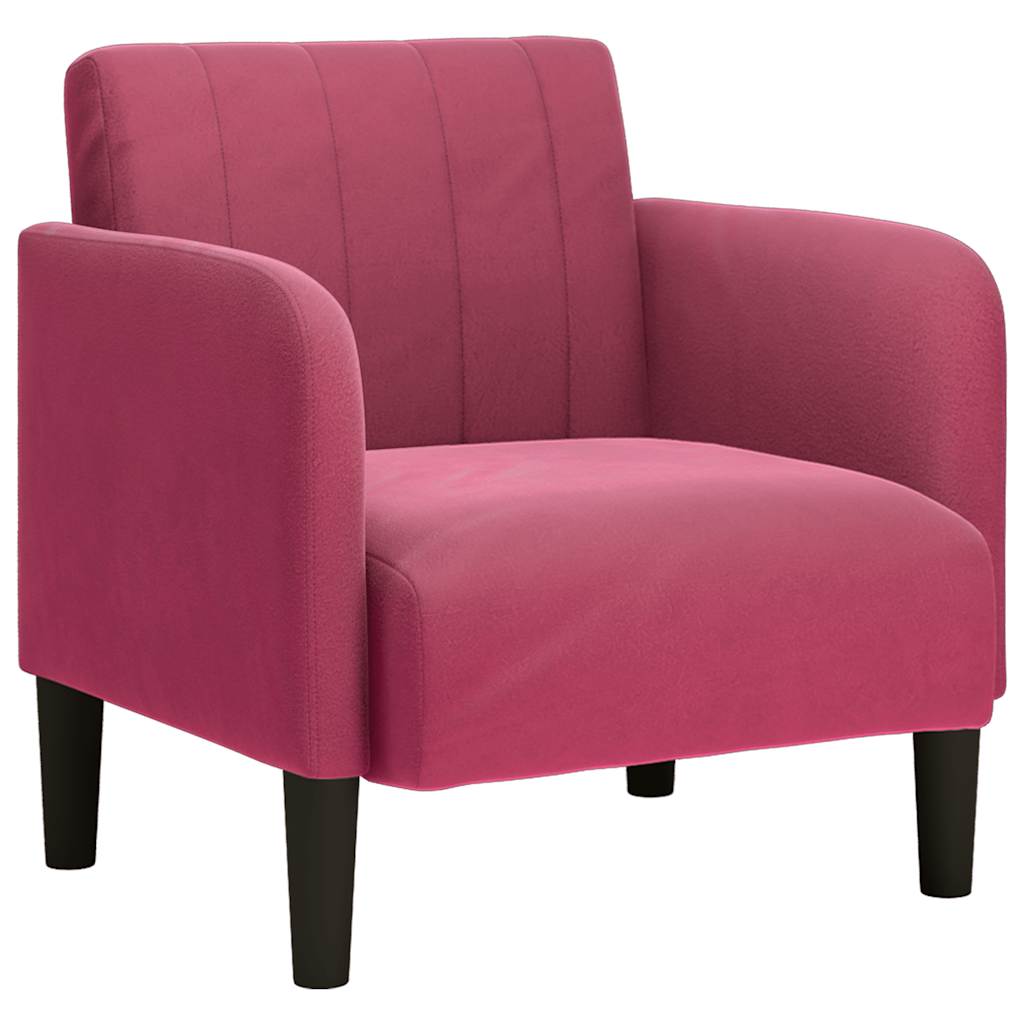 Fauteuil avec accoudoirs rouge bordeaux 54 cm velours - XIOS
