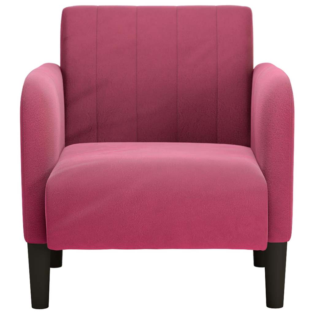 Fauteuil avec accoudoirs rouge bordeaux 54 cm velours - XIOS
