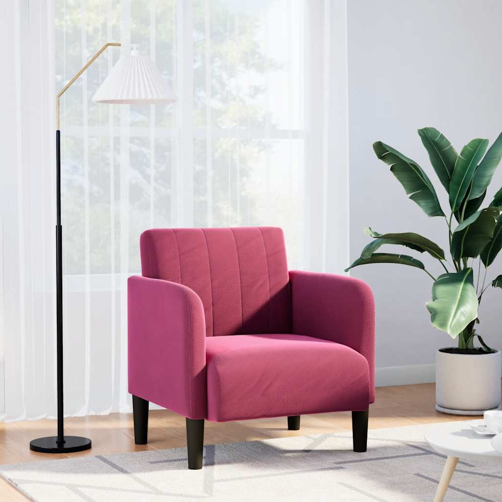 Fauteuil avec accoudoirs rouge bordeaux 54 cm velours - XIOS