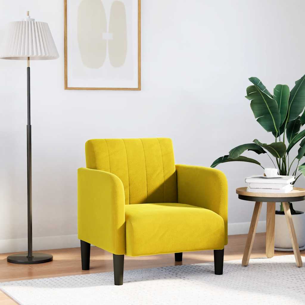 Fauteuil avec accoudoirs jaune 54 cm velours - XIOS