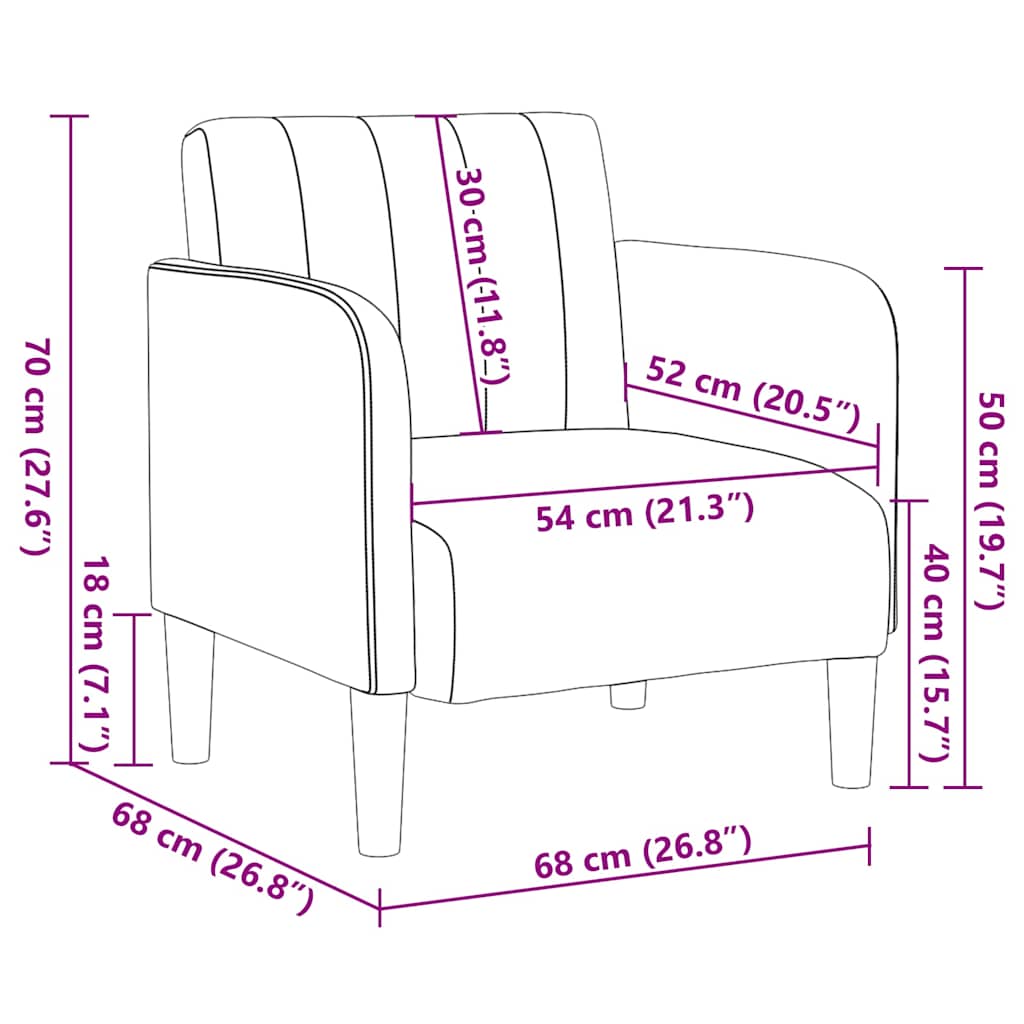 Fauteuil avec accoudoirs crème 54 cm velours - XIOS