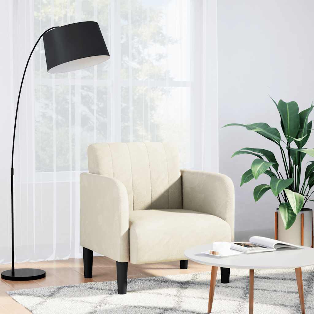 Fauteuil avec accoudoirs crème 54 cm velours - XIOS