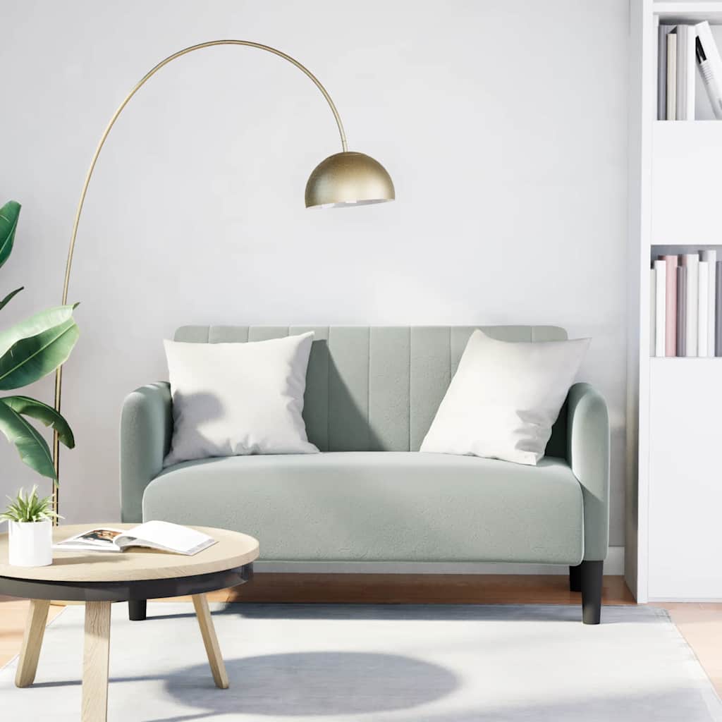 Canapé causeuse gris clair 109 cm velours