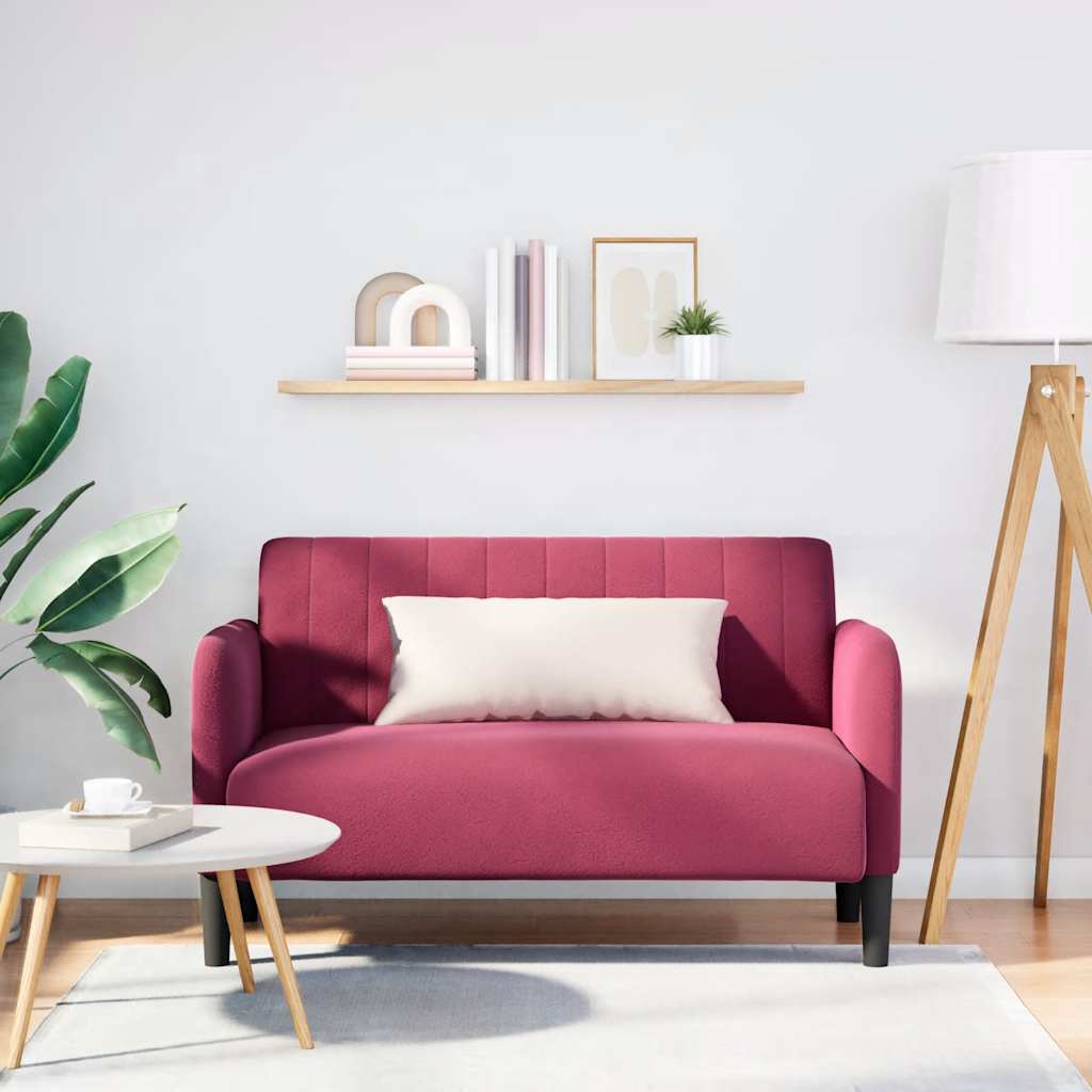 Canapé causeuse rouge bordeaux 109 cm velours - XIOS