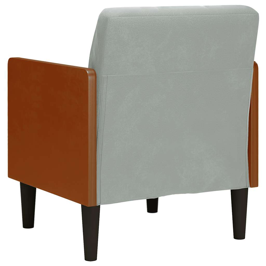 Fauteuil canapé avec accoudoirs gris clair 55 cm velours - XIOS