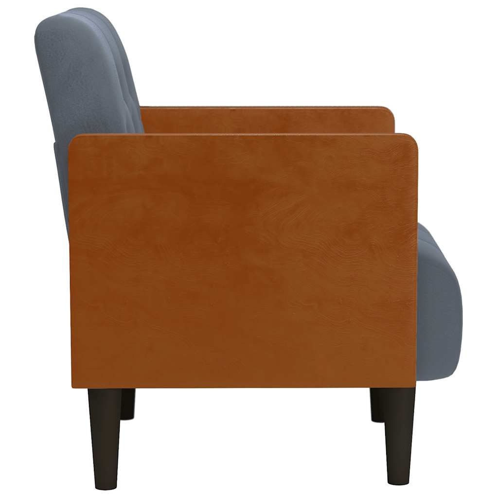 Fauteuil avec accoudoirs gris foncé 55 cm velours - XIOS