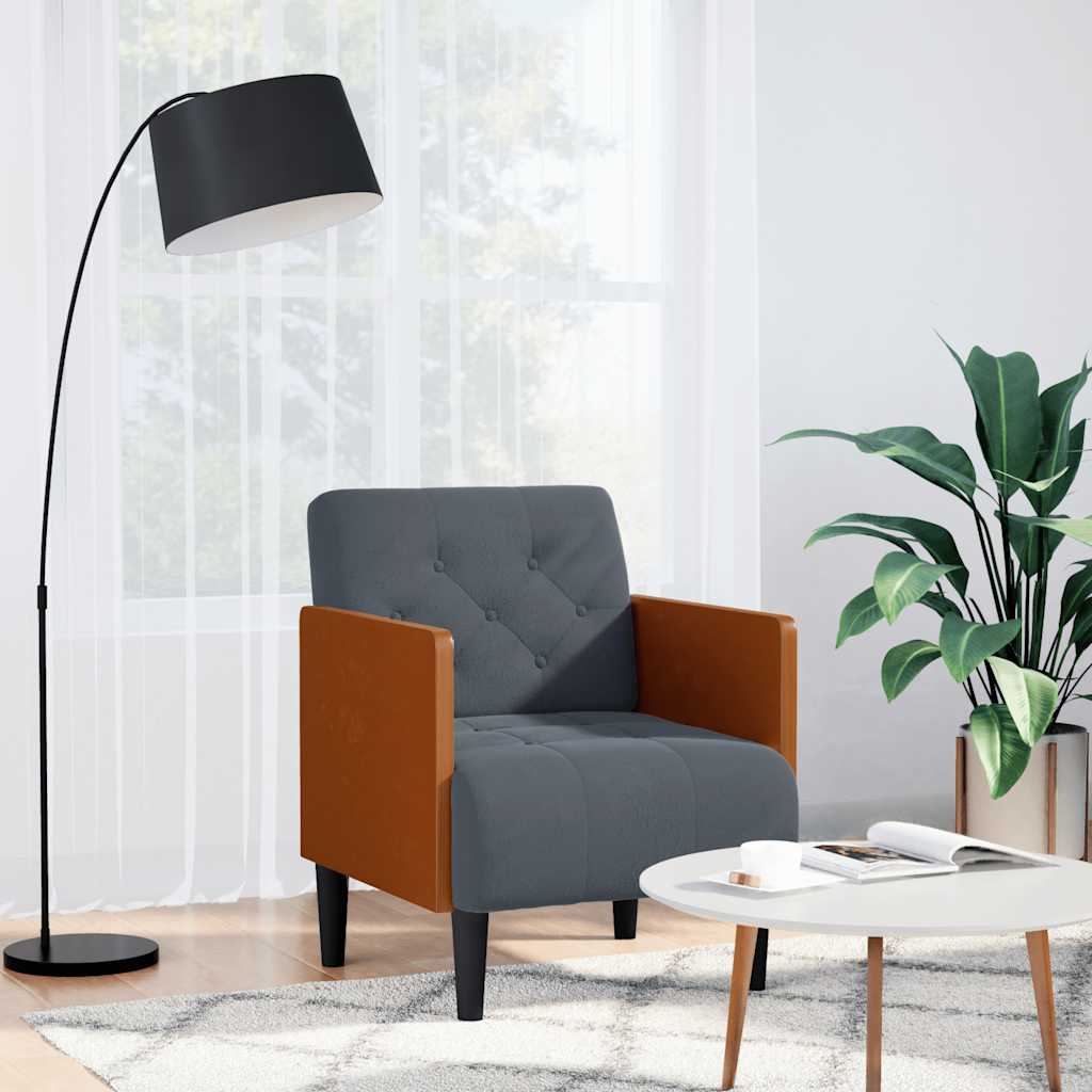 Fauteuil avec accoudoirs gris foncé 55 cm velours - XIOS