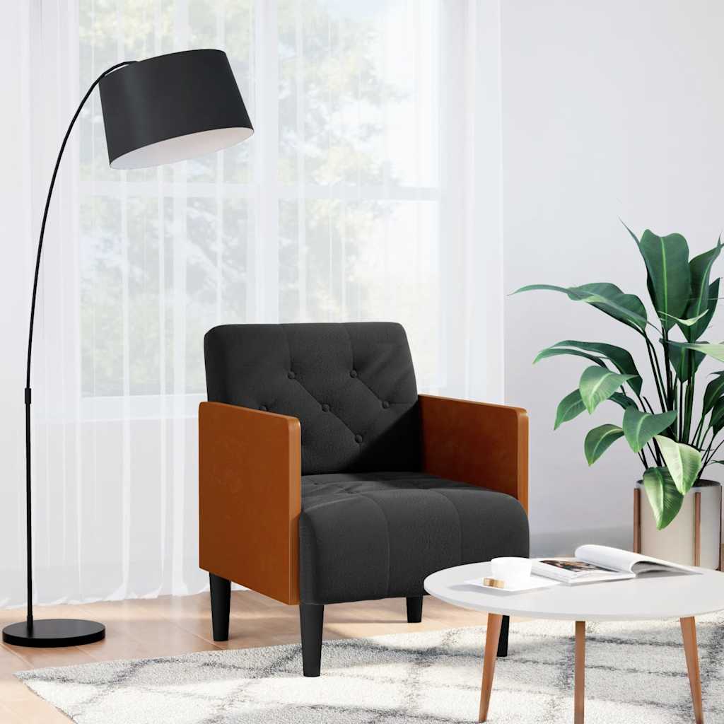 Fauteuil avec accoudoirs noir 55 cm velours - XIOS
