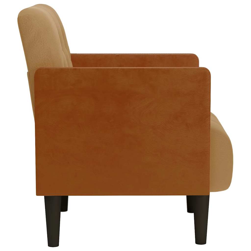Fauteuil avec accoudoirs marron 55 cm velours - XIOS
