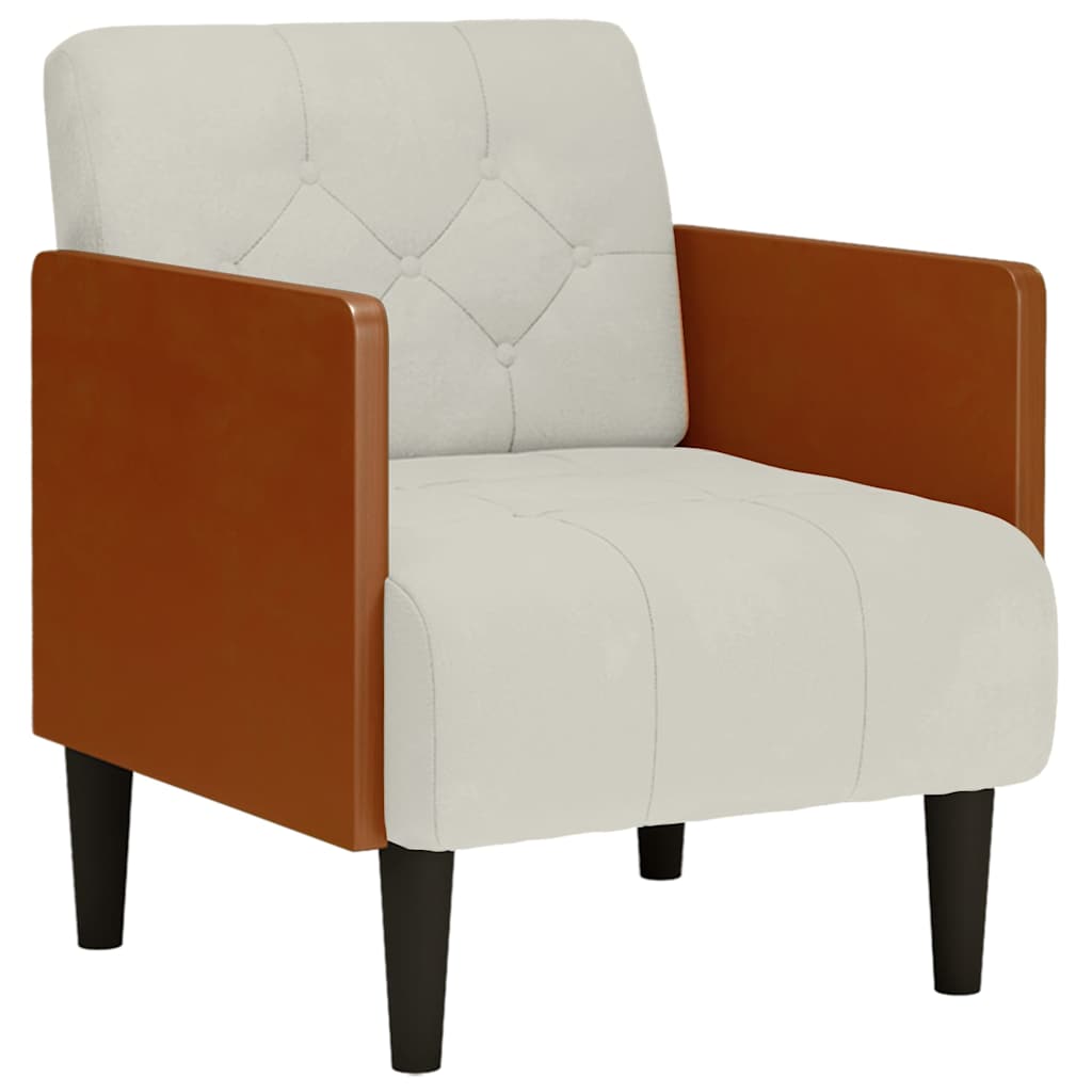 Fauteuil canapé avec accoudoirs couleur crème 55 cm velours - XIOS