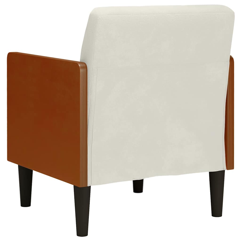 Fauteuil canapé avec accoudoirs couleur crème 55 cm velours - XIOS