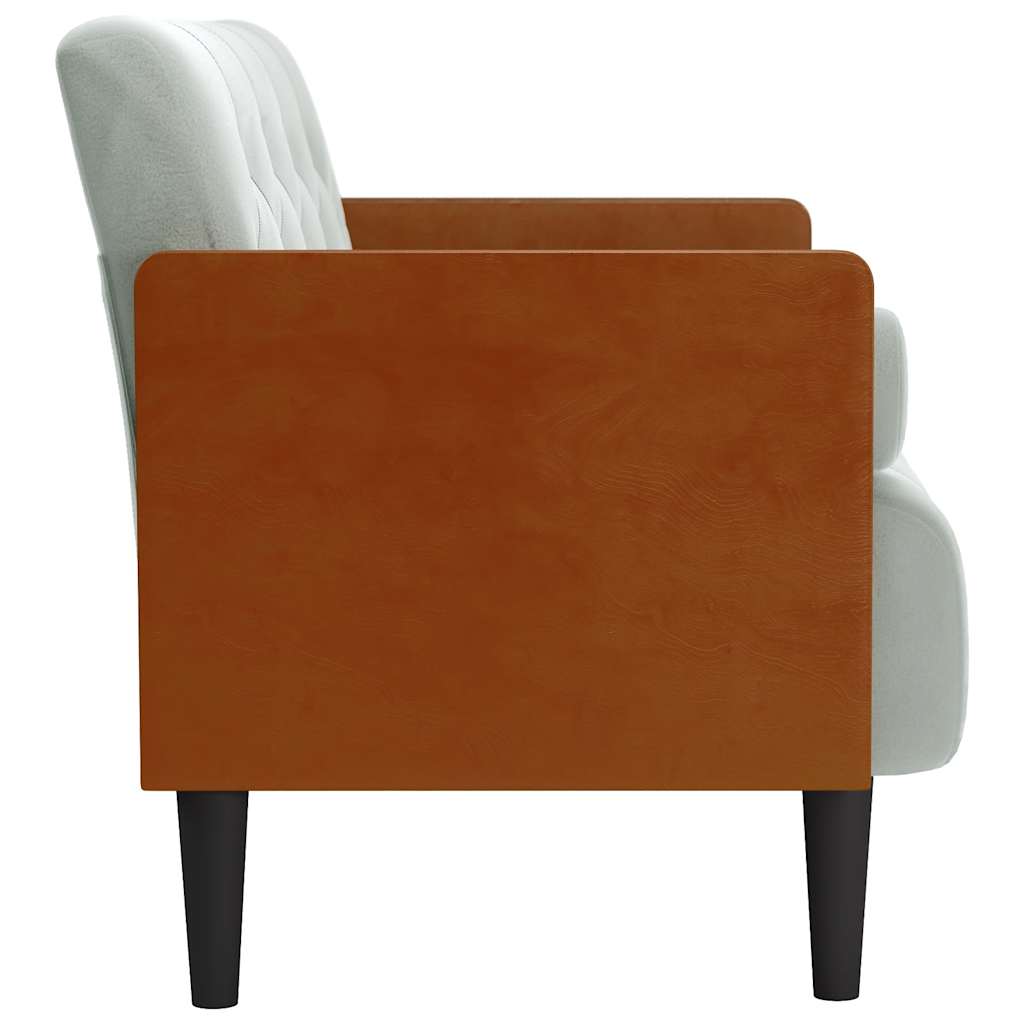 Canapé deux places avec coussins cylindriques gris clair 110 cm velours - XIOS
