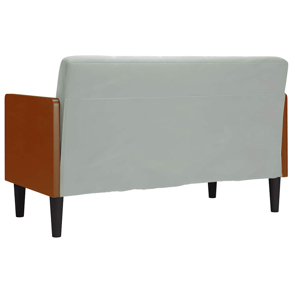 Canapé deux places avec coussins cylindriques gris clair 110 cm velours - XIOS