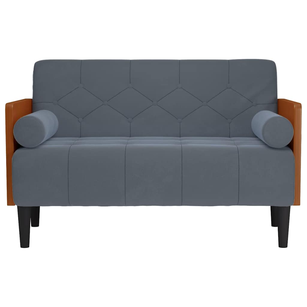 Canapé deux places avec coussins cylindriques gris foncé 110 cm velours - XIOS