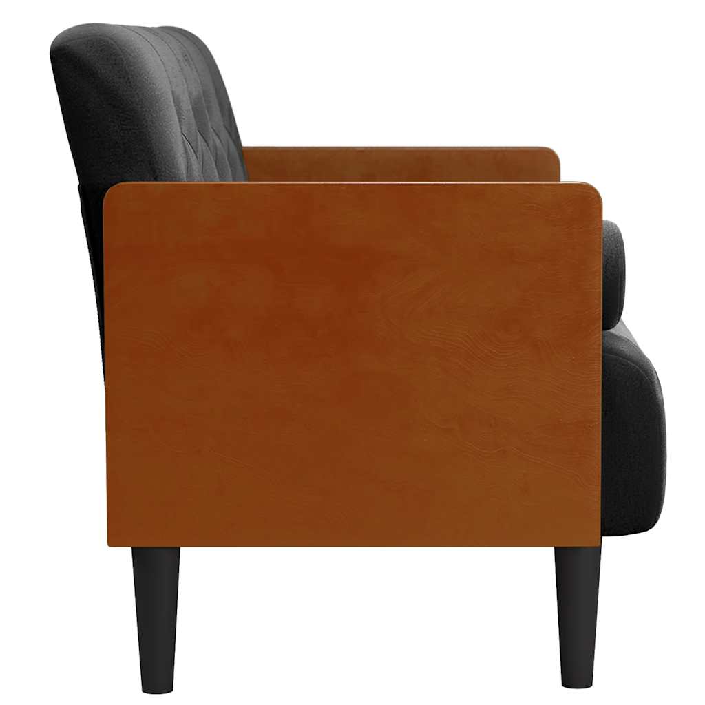 Canapé deux places avec coussins cylindriques velours noir 110 cm - XIOS