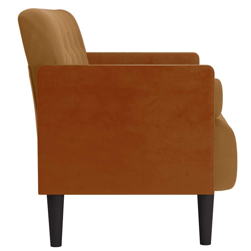 Canapé deux places avec coussins cylindriques velours marron 110 cm - XIOS