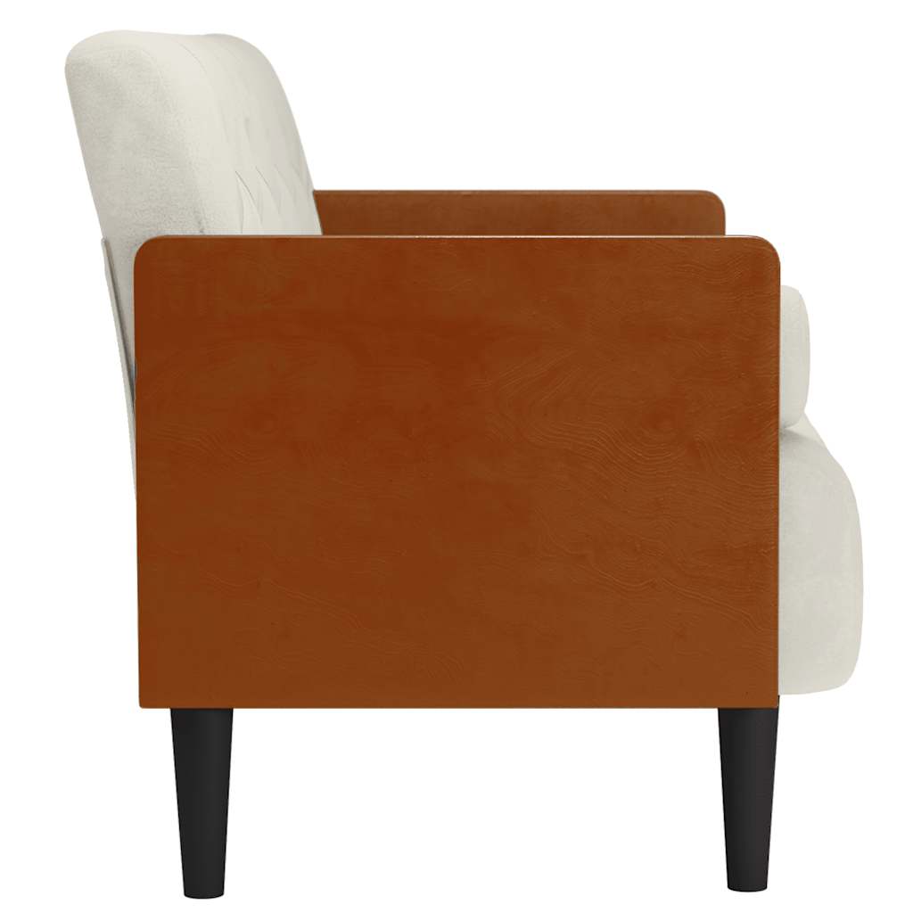 Canapé deux places avec coussins cylindriques couleur crème 110 cm velours - XIOS
