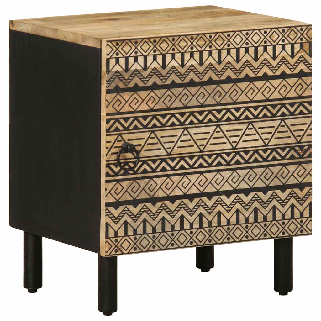 Table de chevet noir 40x33,5x46 cm bois de manguier massif brut - XIOS