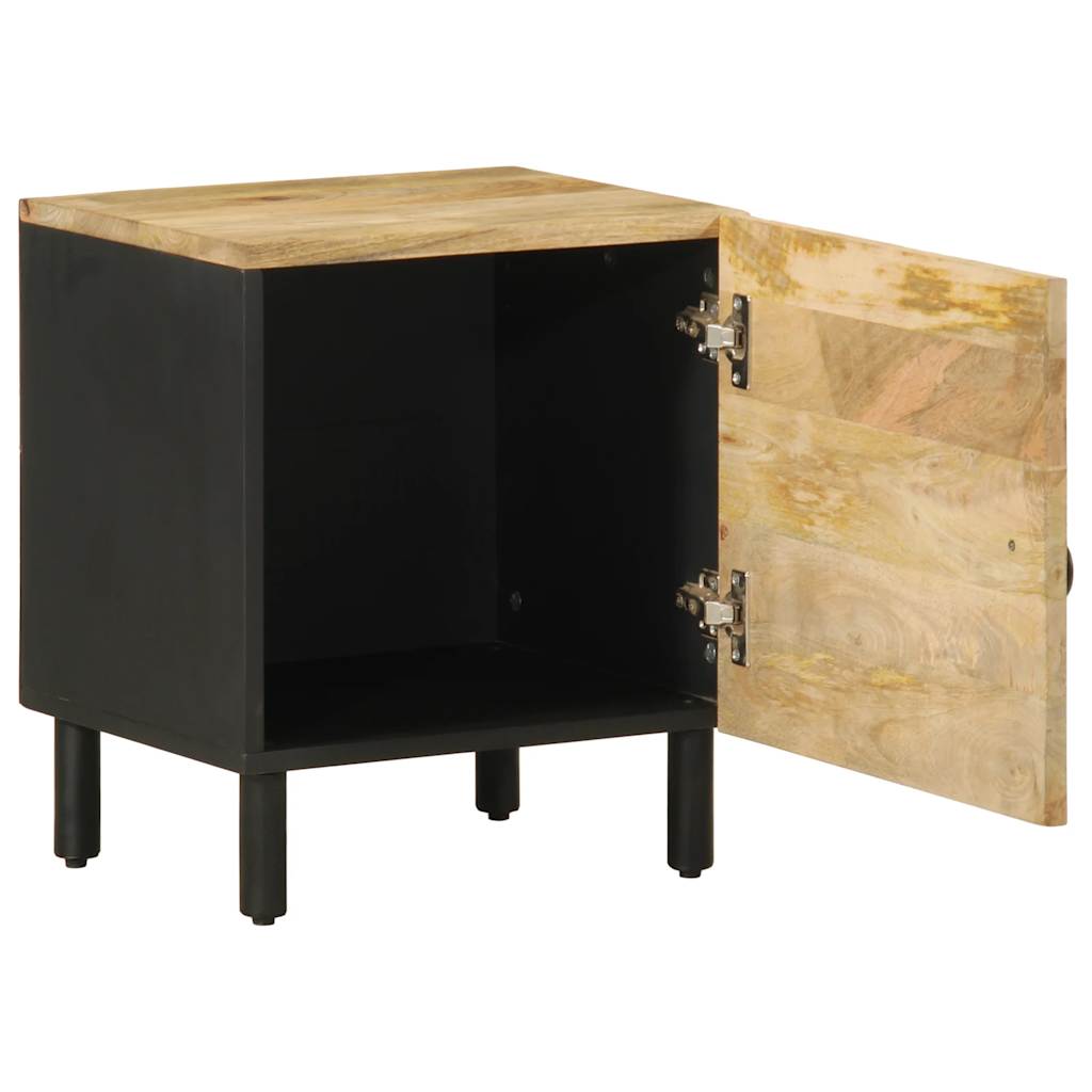 Table de chevet noir 40x33,5x46 cm bois de manguier massif brut - XIOS
