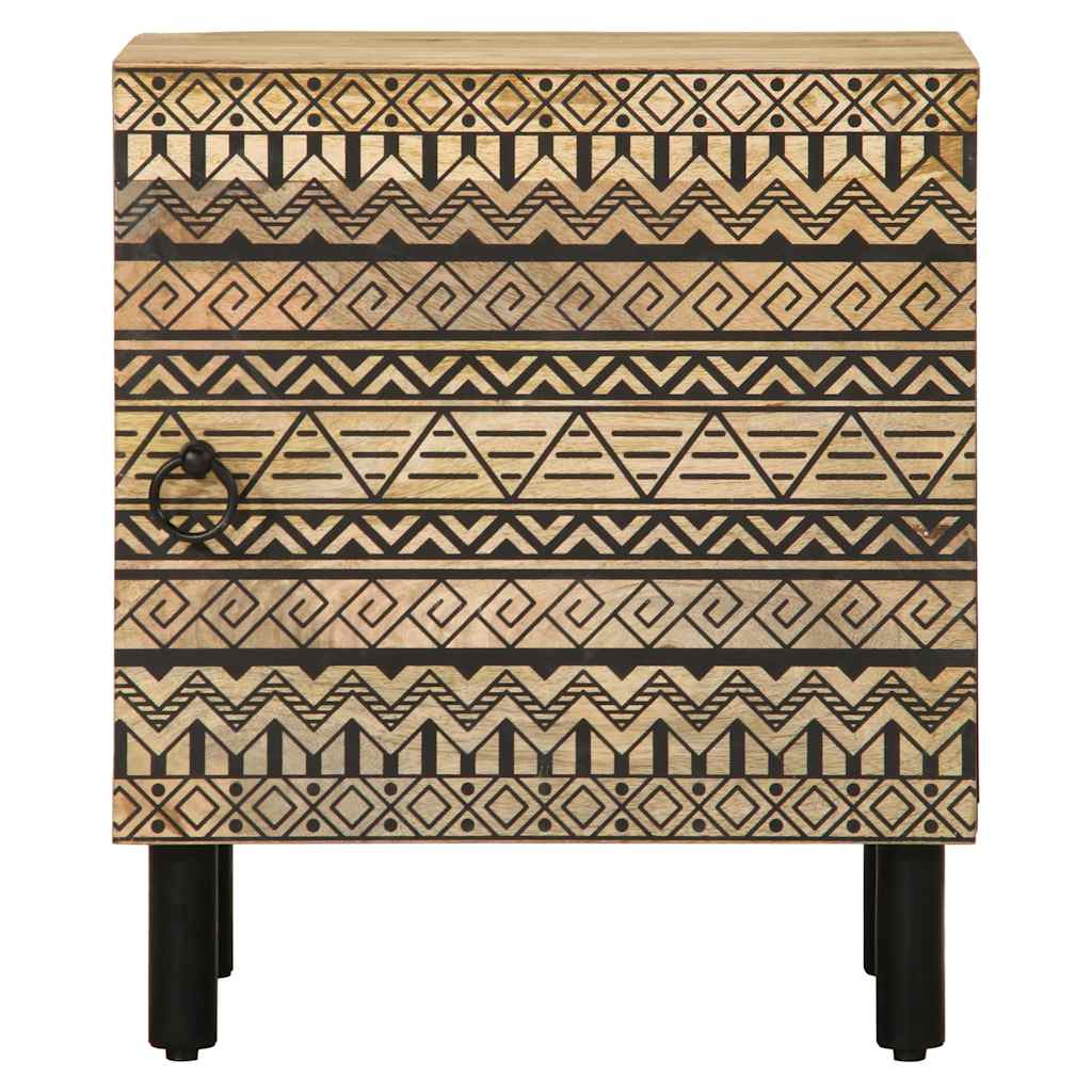 Table de chevet noir 40x33,5x46 cm bois de manguier massif brut - XIOS