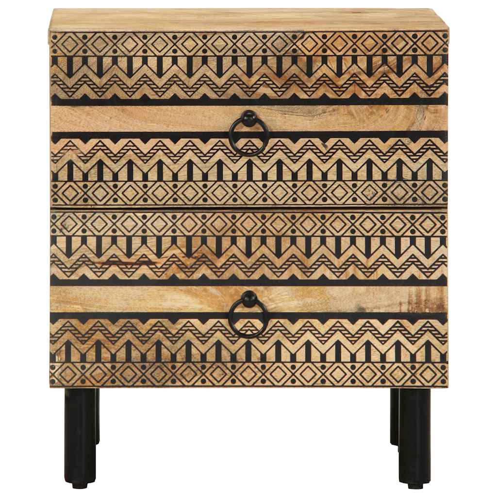Table de chevet noir 40x33,5x46 cm bois de manguier massif brut - XIOS