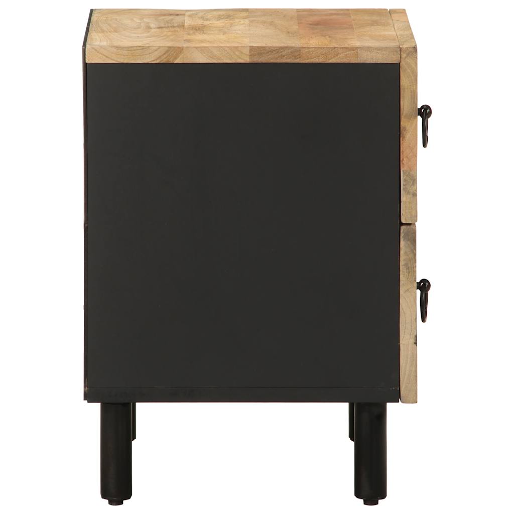 Table de chevet noir 40x33,5x46 cm bois de manguier massif brut - XIOS