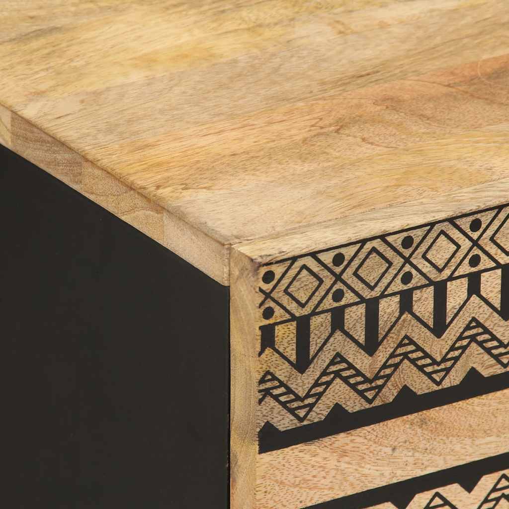 Table de chevet noir 40x33,5x46 cm bois de manguier massif brut - XIOS