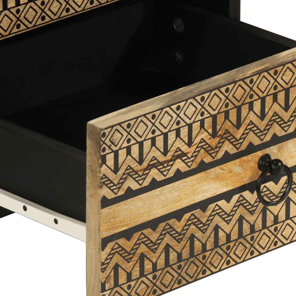Table de chevet noir 40x33,5x46 cm bois de manguier massif brut - XIOS