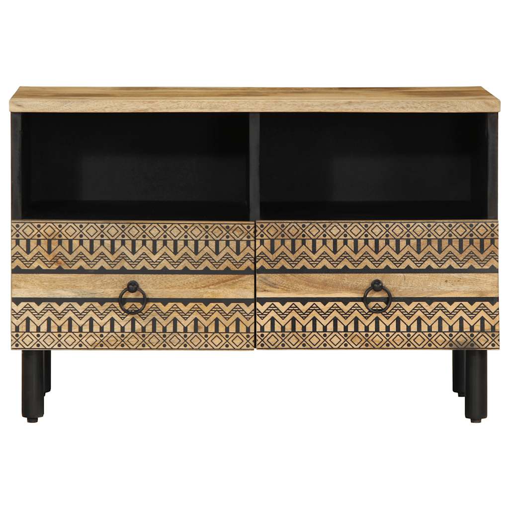 Meuble TV noir 70x33,5x46 cm bois massif manguier brut - XIOS