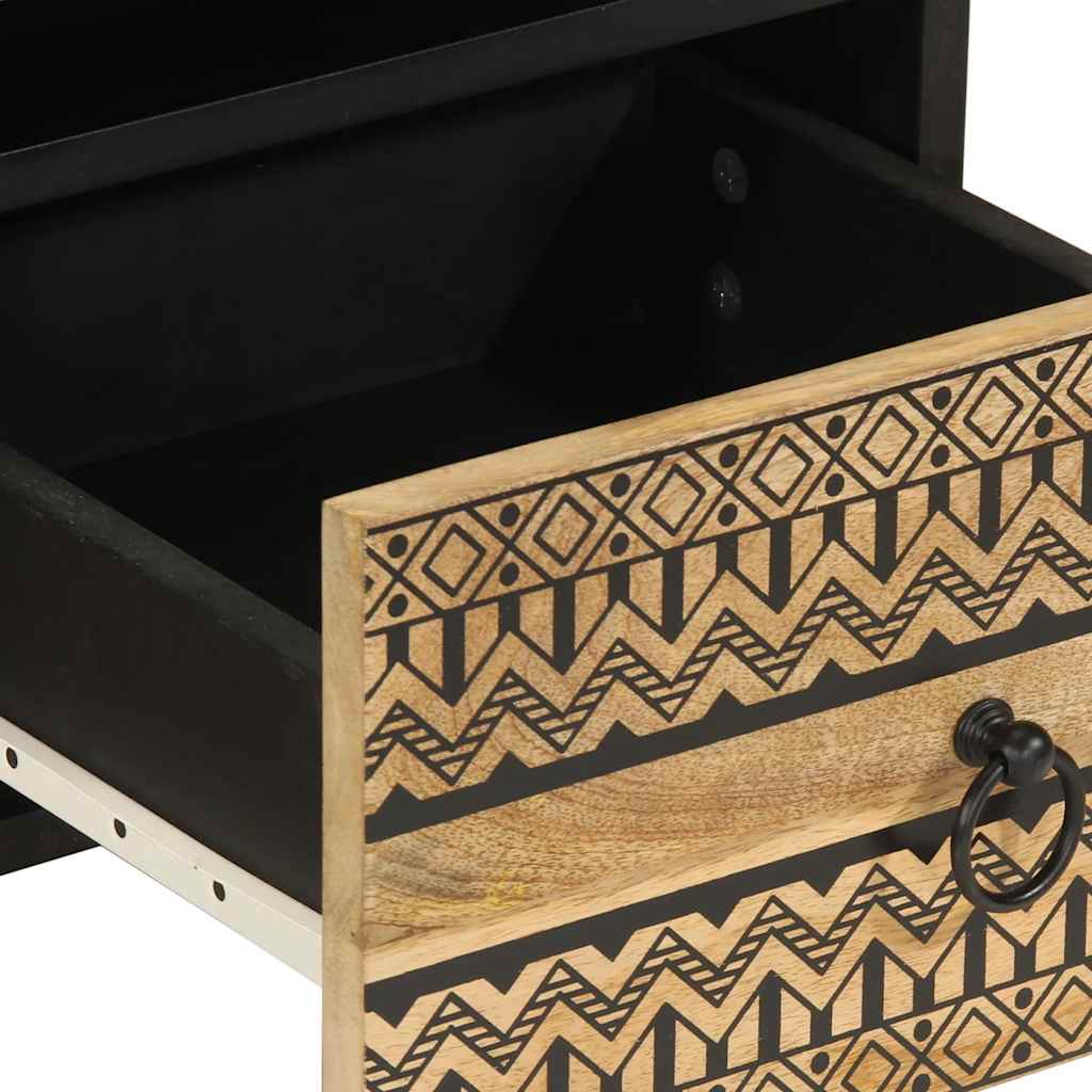 Meuble TV noir 70x33,5x46 cm bois massif manguier brut - XIOS