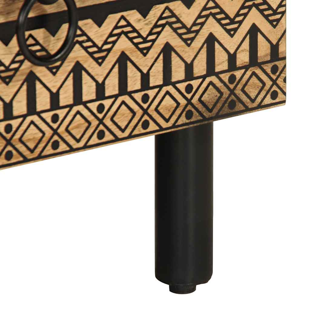 Meuble TV noir 70x33,5x46 cm bois massif manguier brut - XIOS