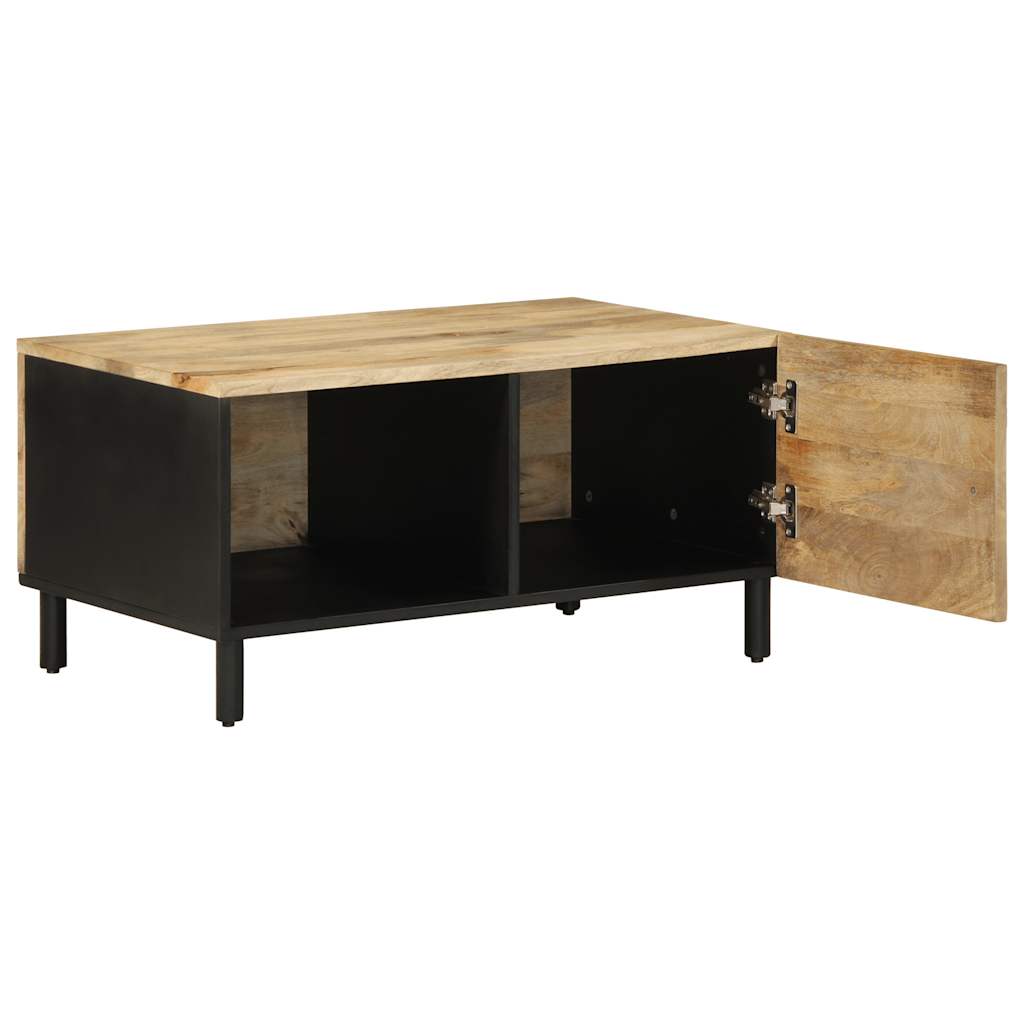 Table basse noir 80x50x40 cm bois de manguier massif brut - XIOS
