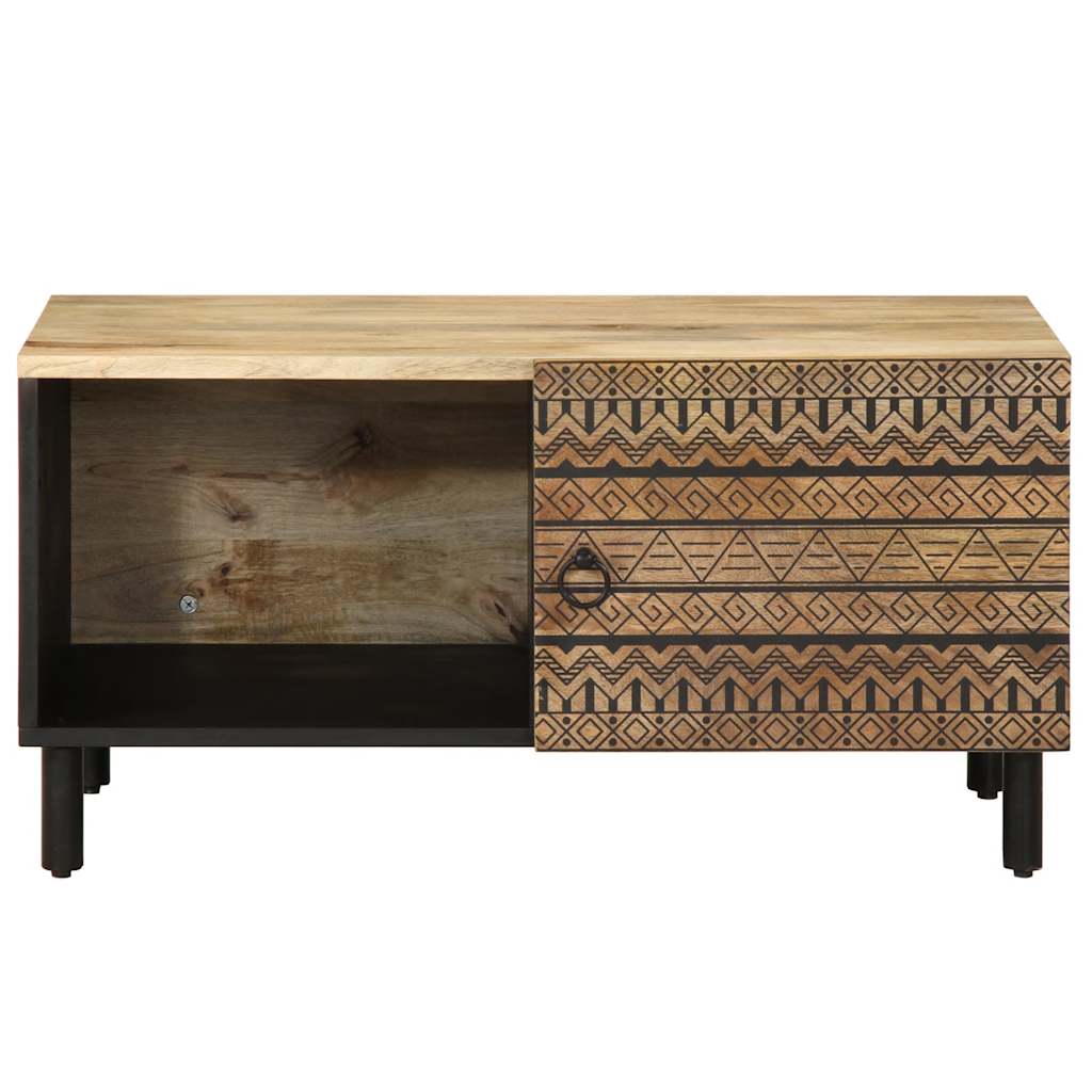 Table basse noir 80x50x40 cm bois de manguier massif brut - XIOS