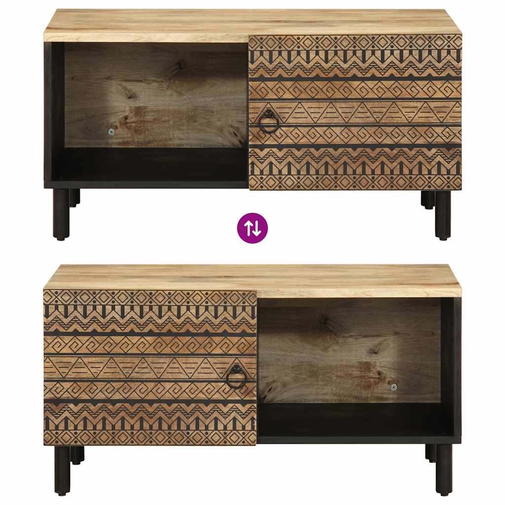 Table basse noir 80x50x40 cm bois de manguier massif brut - XIOS