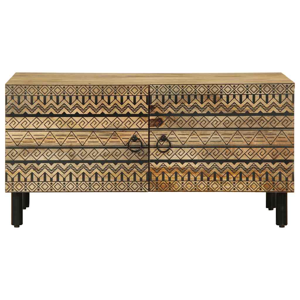 Table basse noir 80x50x40 cm bois de manguier massif brut - XIOS