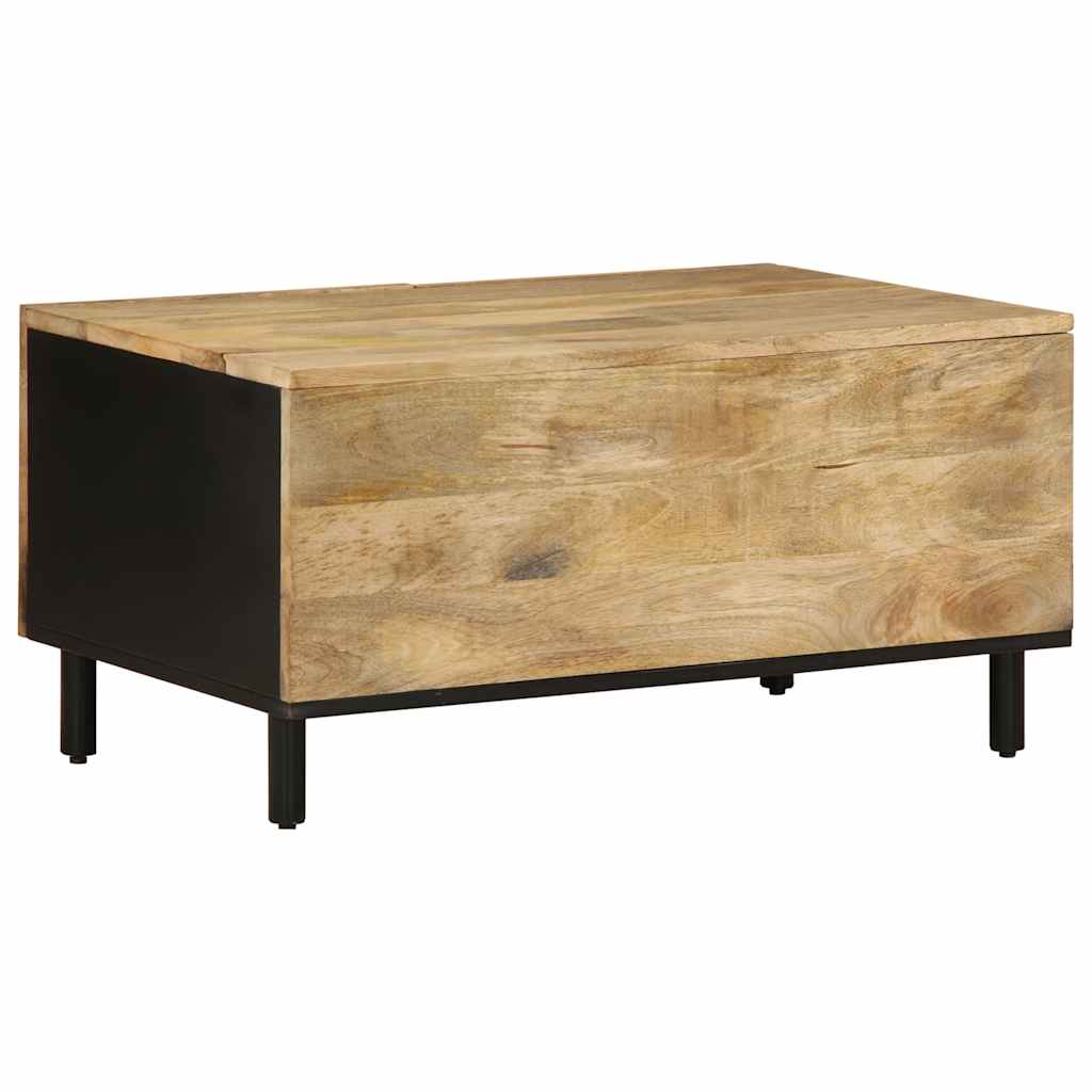 Table basse noir 80x50x40 cm bois de manguier massif brut - XIOS