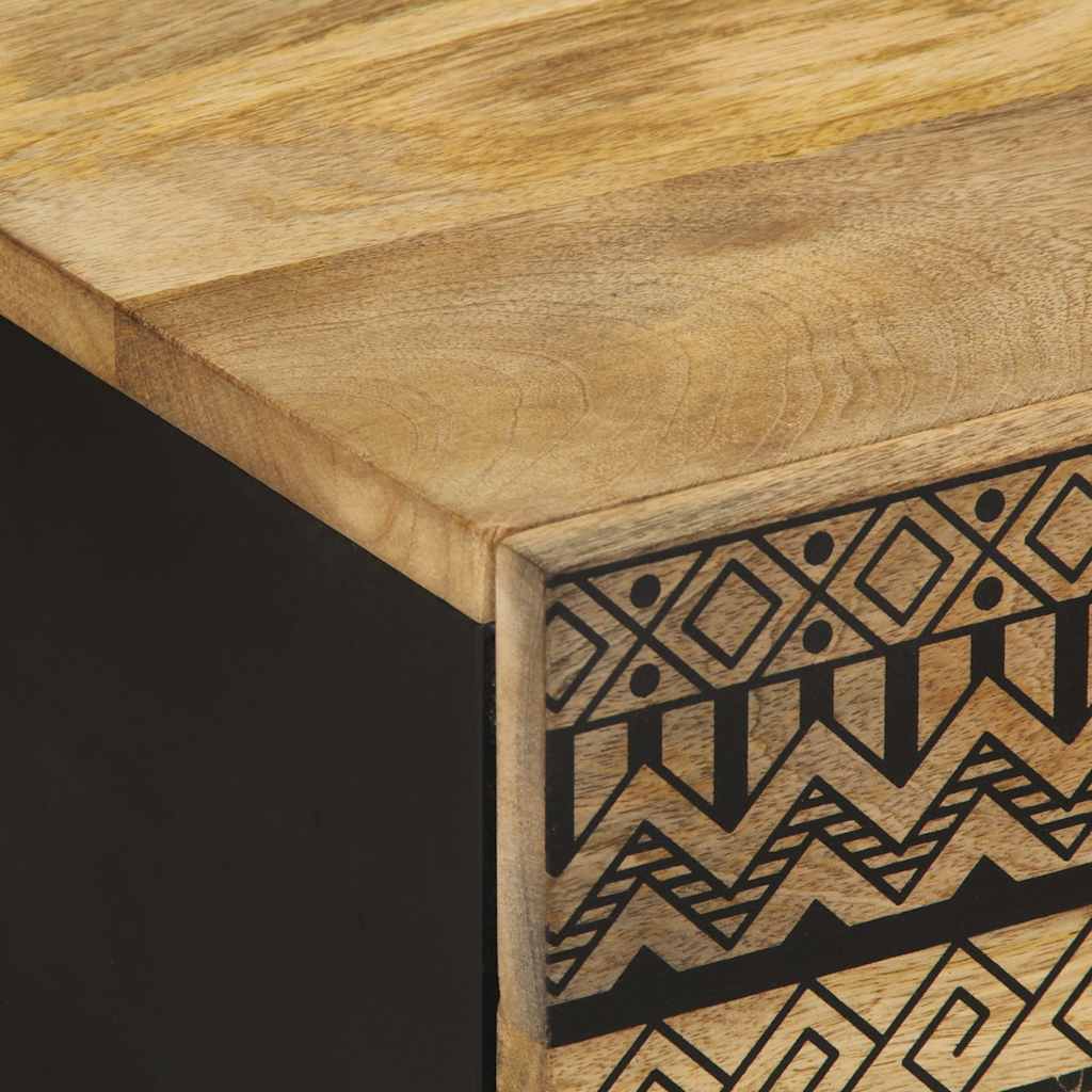 Table basse noir 80x50x40 cm bois de manguier massif brut - XIOS
