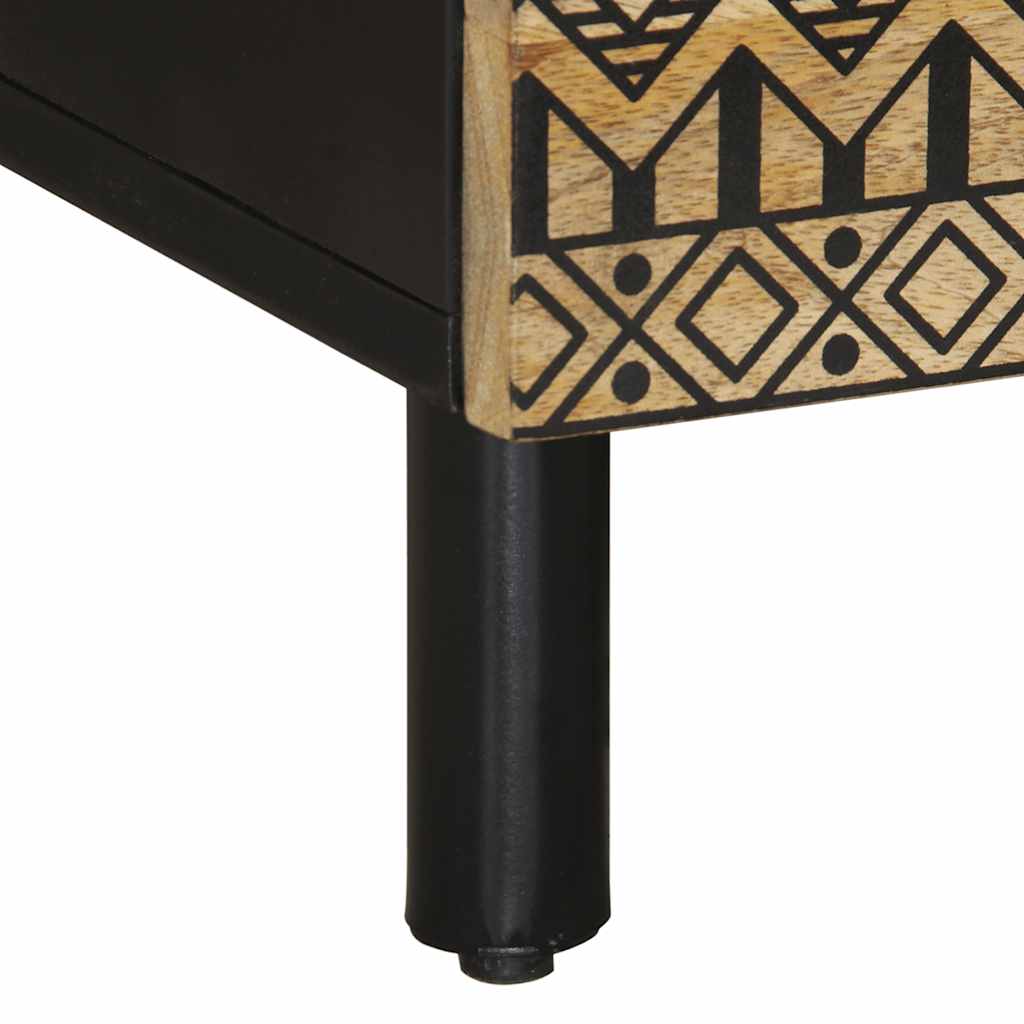 Table basse noir 80x50x40 cm bois de manguier massif brut - XIOS