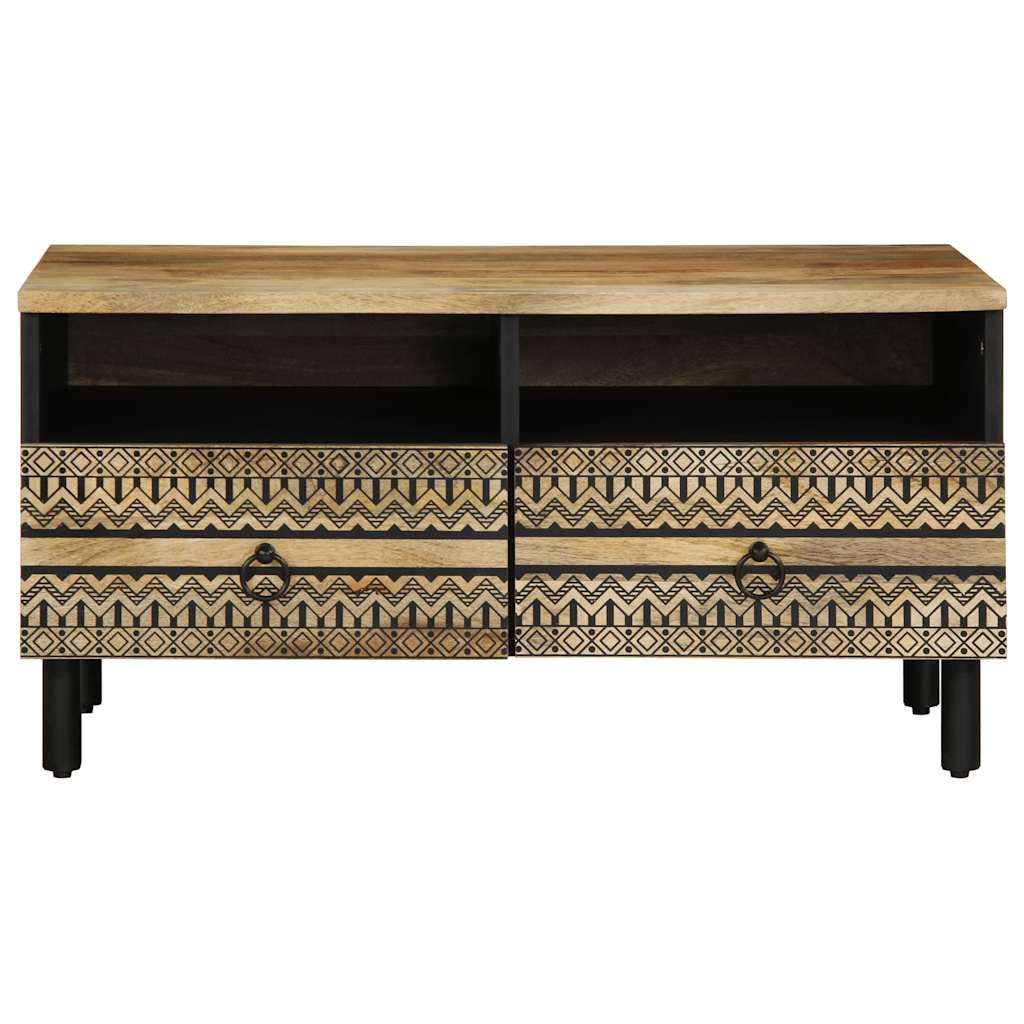 Table basse noir 80x54x40 cm bois massif de manguier brut - XIOS
