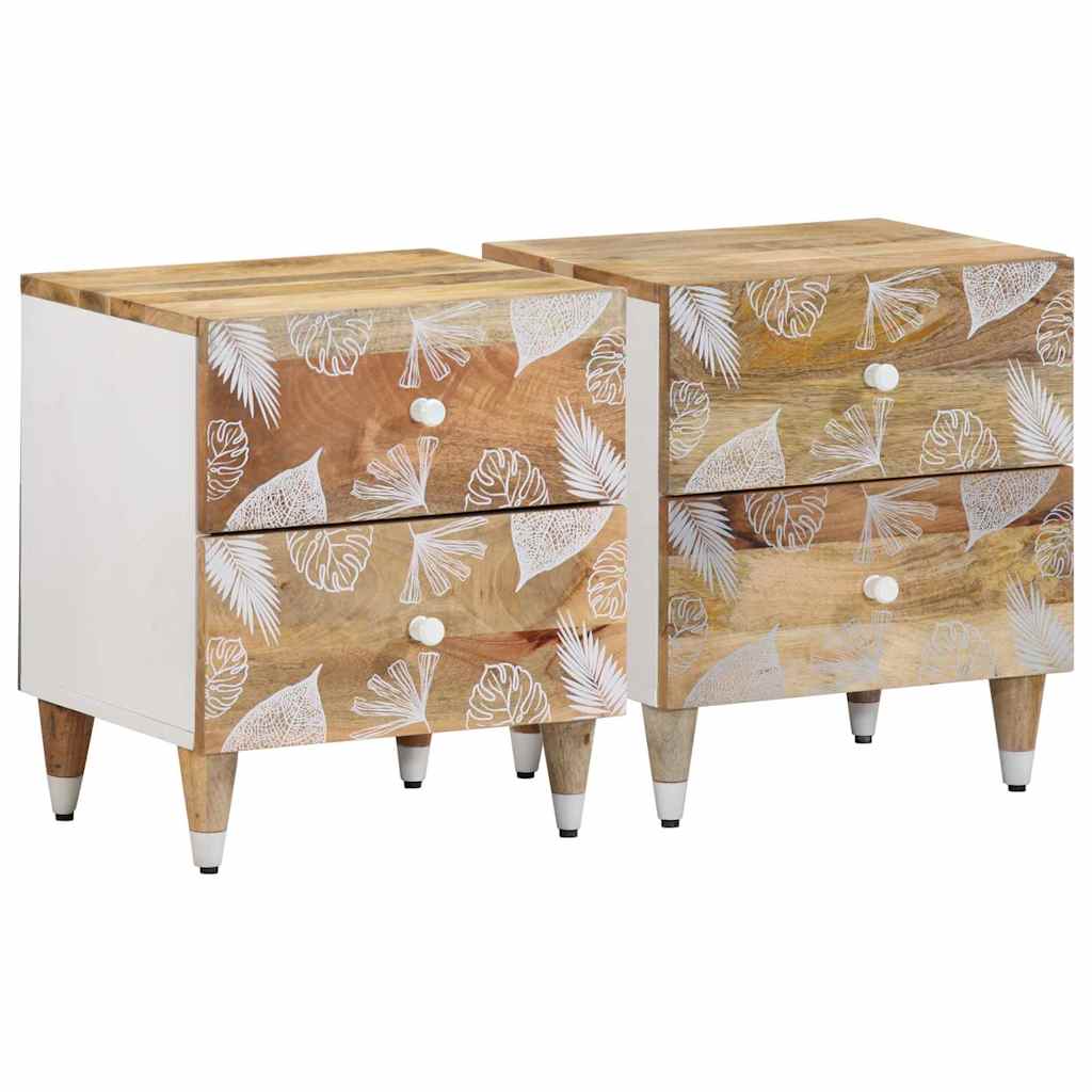 Tables de chevet 2 pcs 40x33,5x46 cm Bois de manguier solide - XIOS