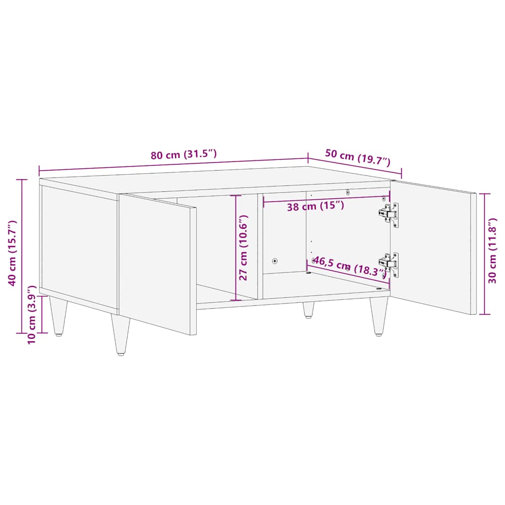 Table basse 80x50x40 cm bois de manguier massif - XIOS