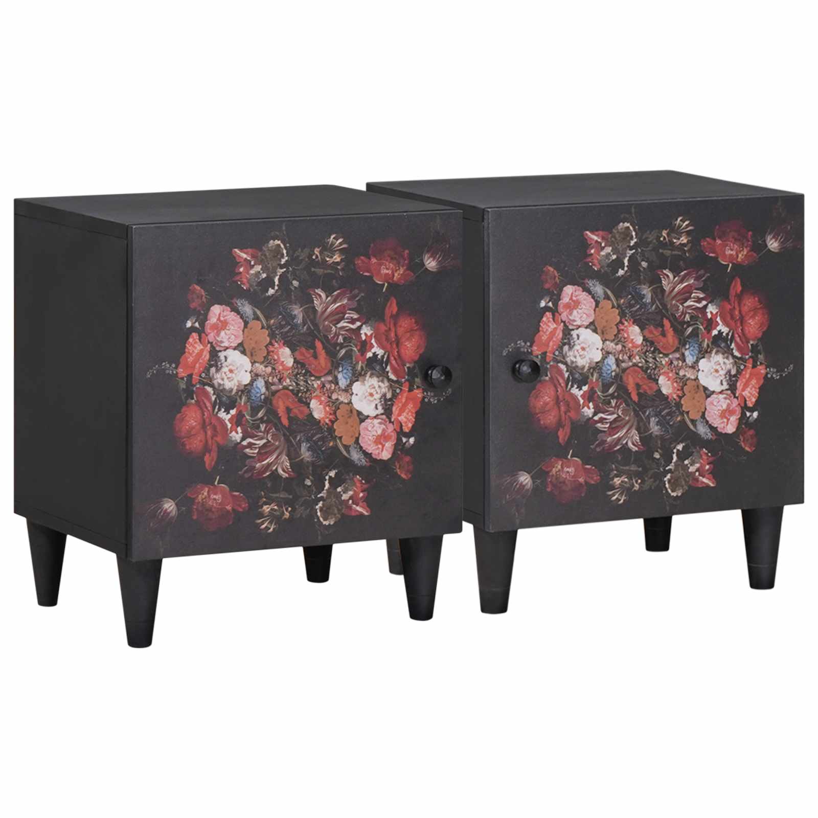 Cabinet de chevet avec porte 2 pcs Noir 40 x 33 x 46 cm - XIOS