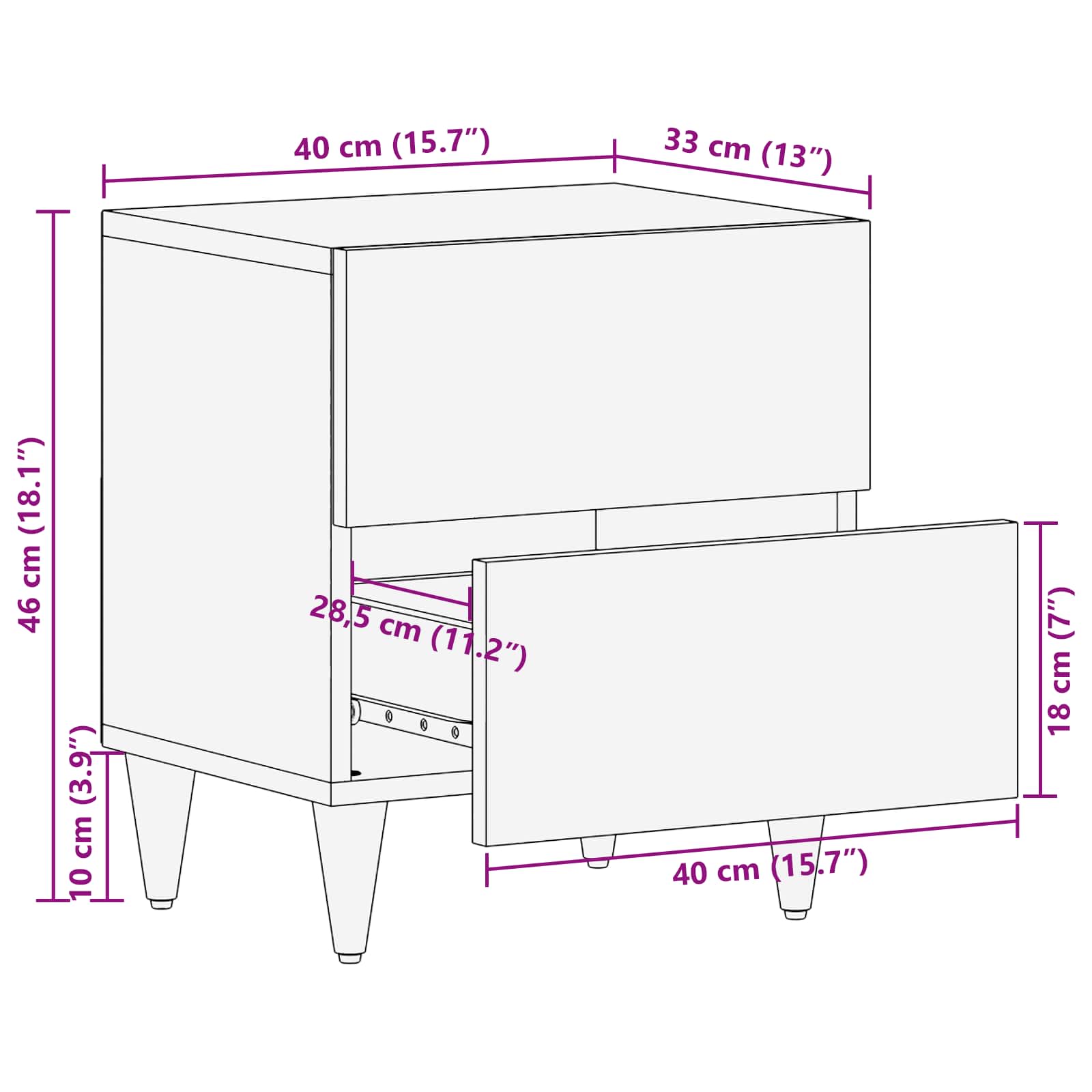 Table de chevet avec tiroir 2 pcs Marron 40 x 33,5 x 46 cm - XIOS