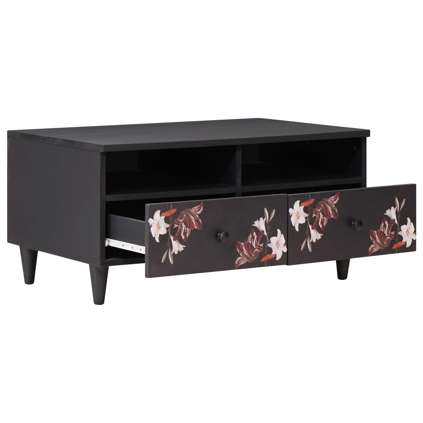 Table basse Multicolore 80 x 54 x 40 cm Bois de mangue massif - XIOS