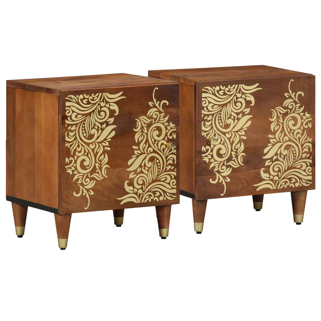 Cabinet de chevet avec porte 2 pcs marron miel 40 x 33 x 46 cm - XIOS