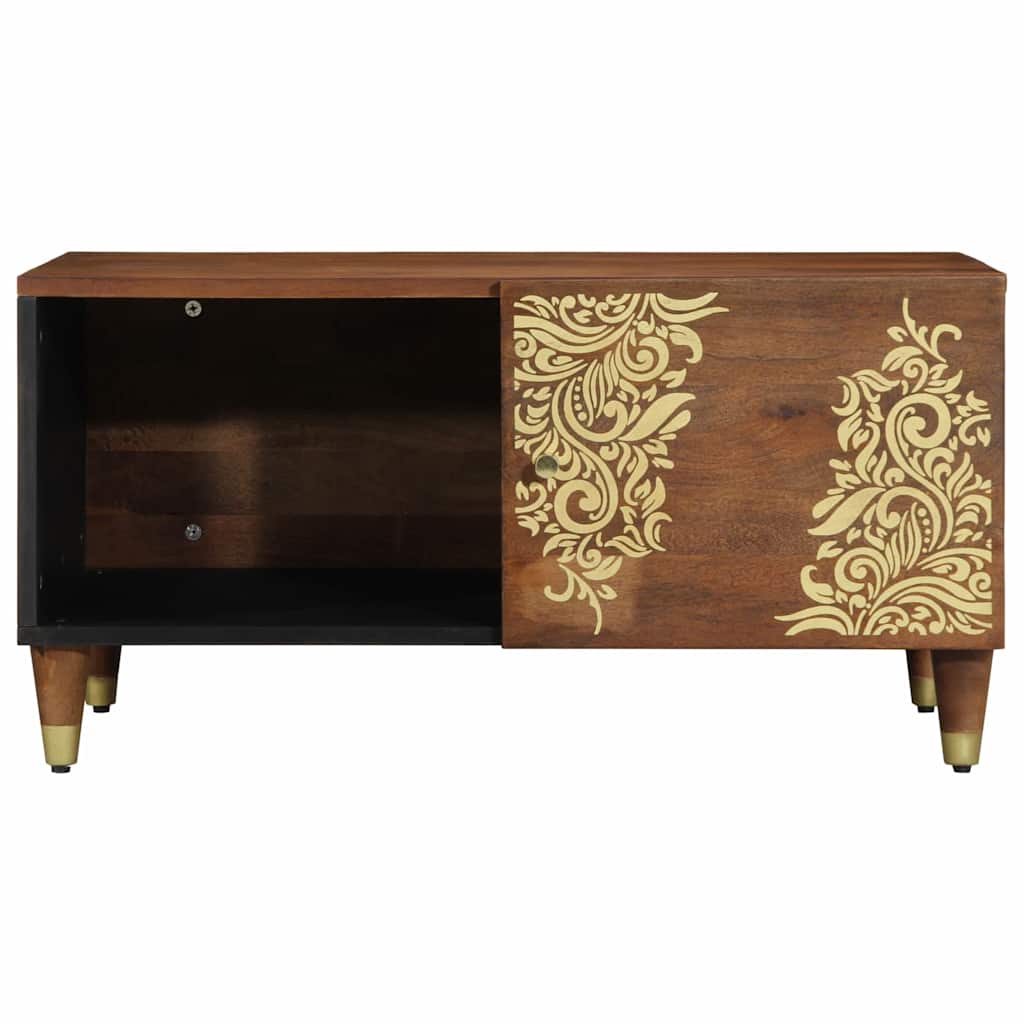 Table basse marron miel 80 x 50 x 40 cm bois de manguier massif - XIOS