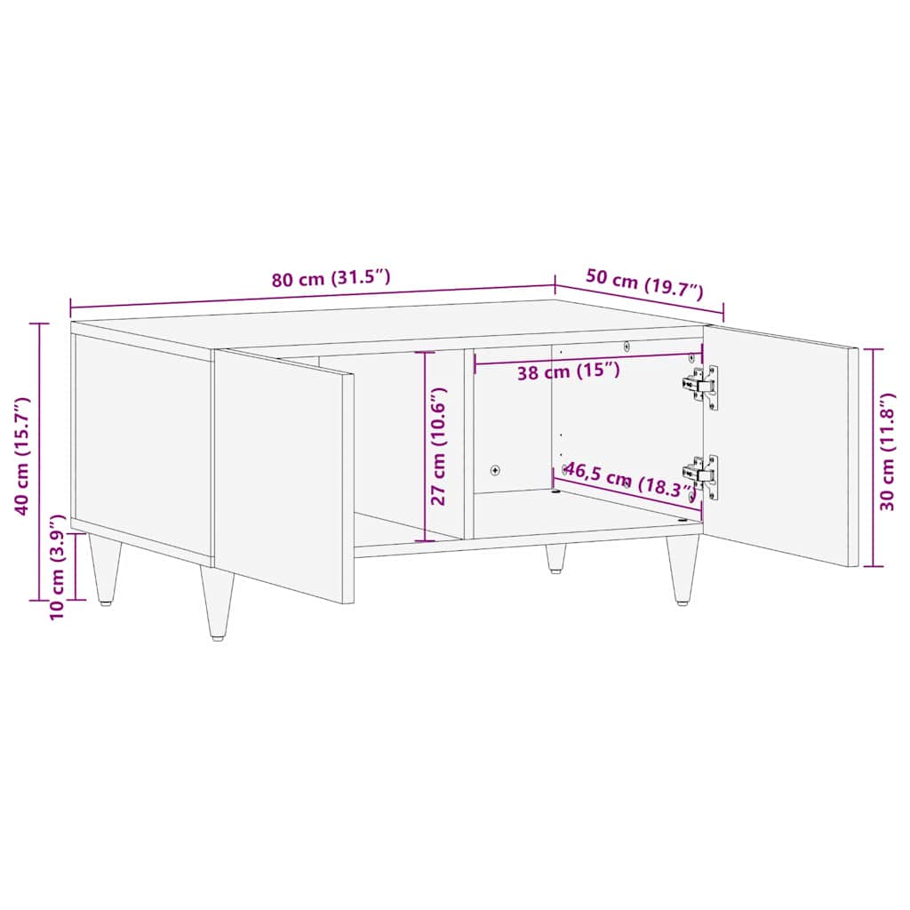 Table basse marron miel 80 x 50 x 40 cm bois de manguier massif - XIOS