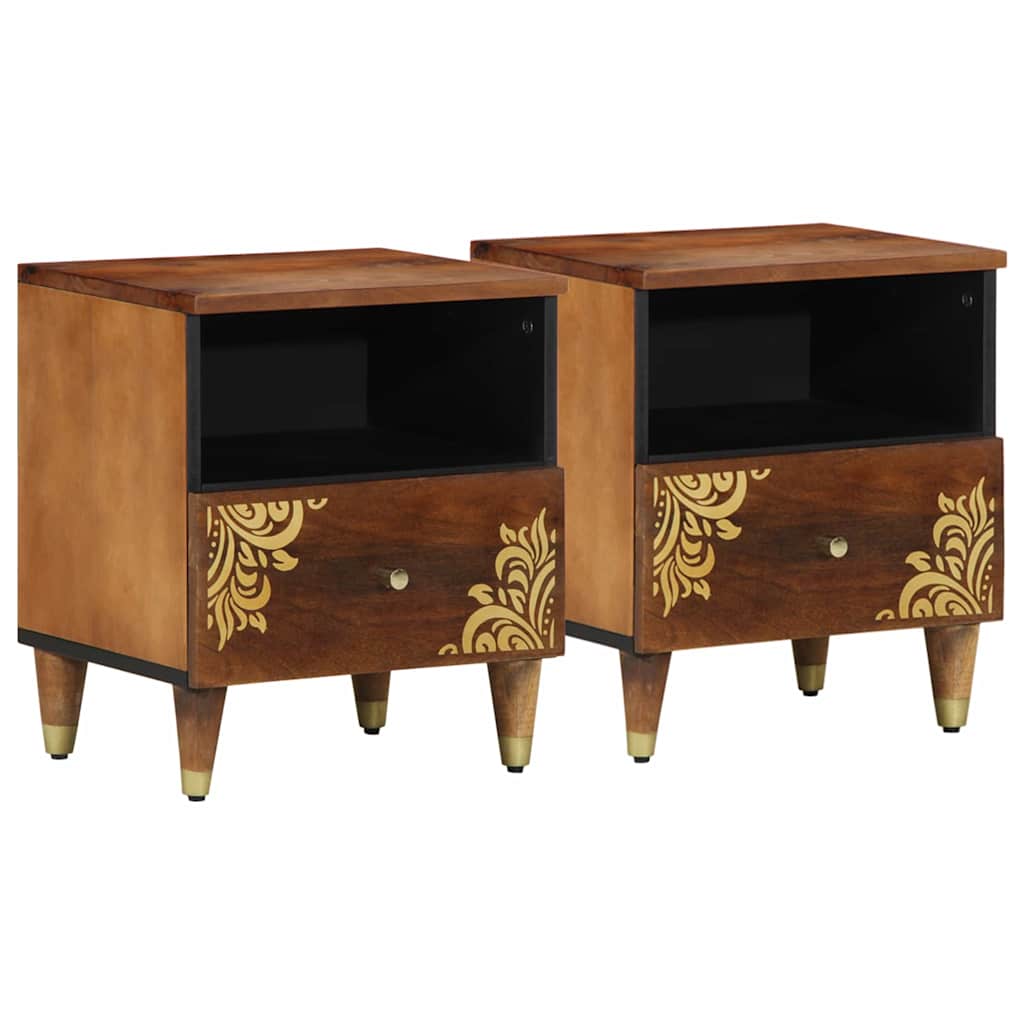 Cabinet de chevet avec tiroir 2 pcs marron miel 40 x 33 x 46 cm - XIOS